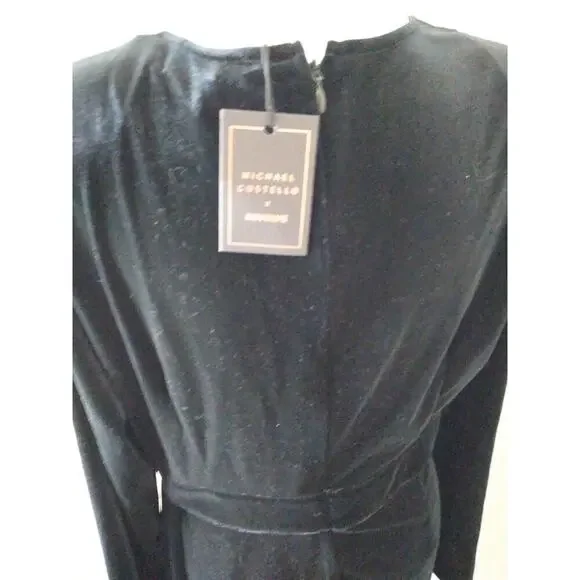 Michael Costello X Revolve Geneva Dress Black Velvet Mini Side Sash Sz XL Prom Michael Costello X Revolve Geneva Dress Black Velvet Mini Side Sash Sz XL Prom